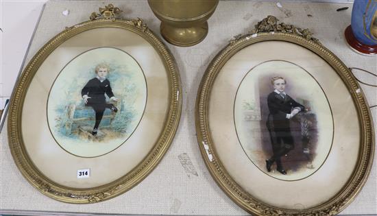 J. Muller, pair of watercolours, portrait of William Harmsworth, signed and dated 1876 and a companion 37 x 29cm